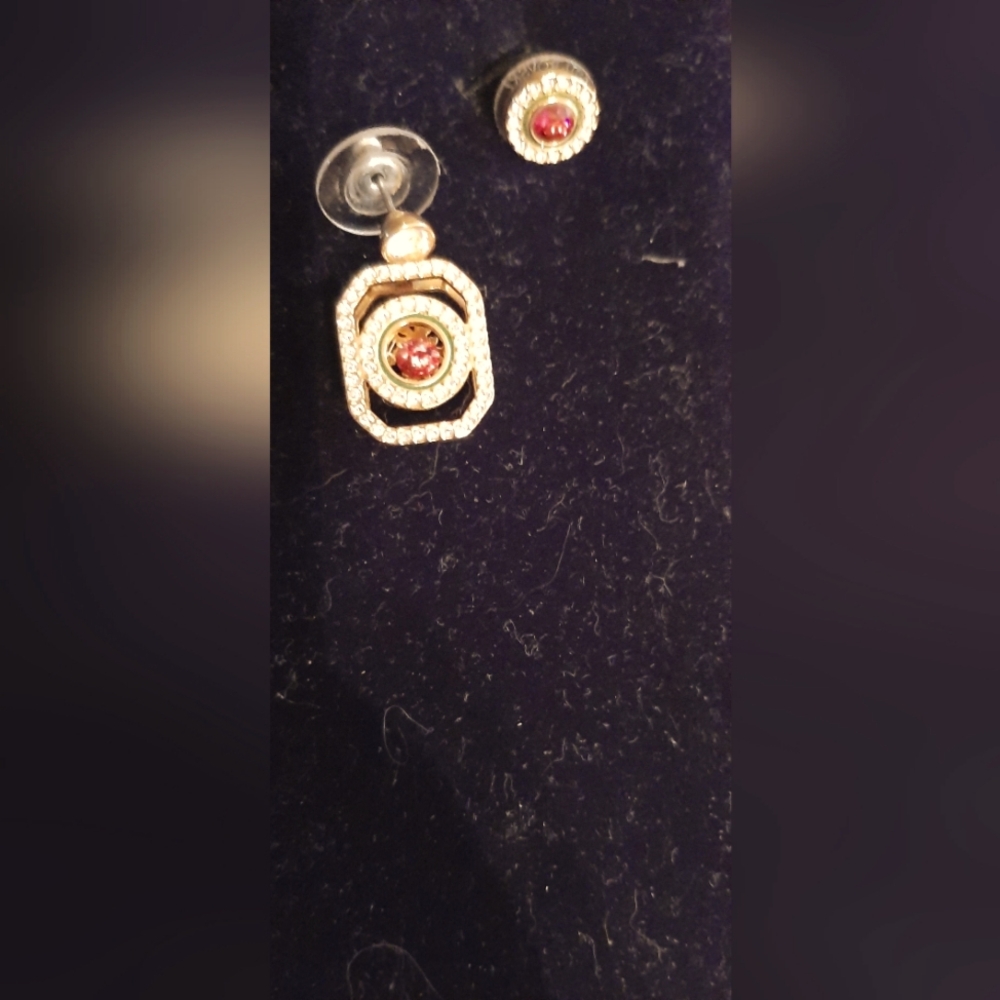 Elegant Gold and Pink Stud Earrings